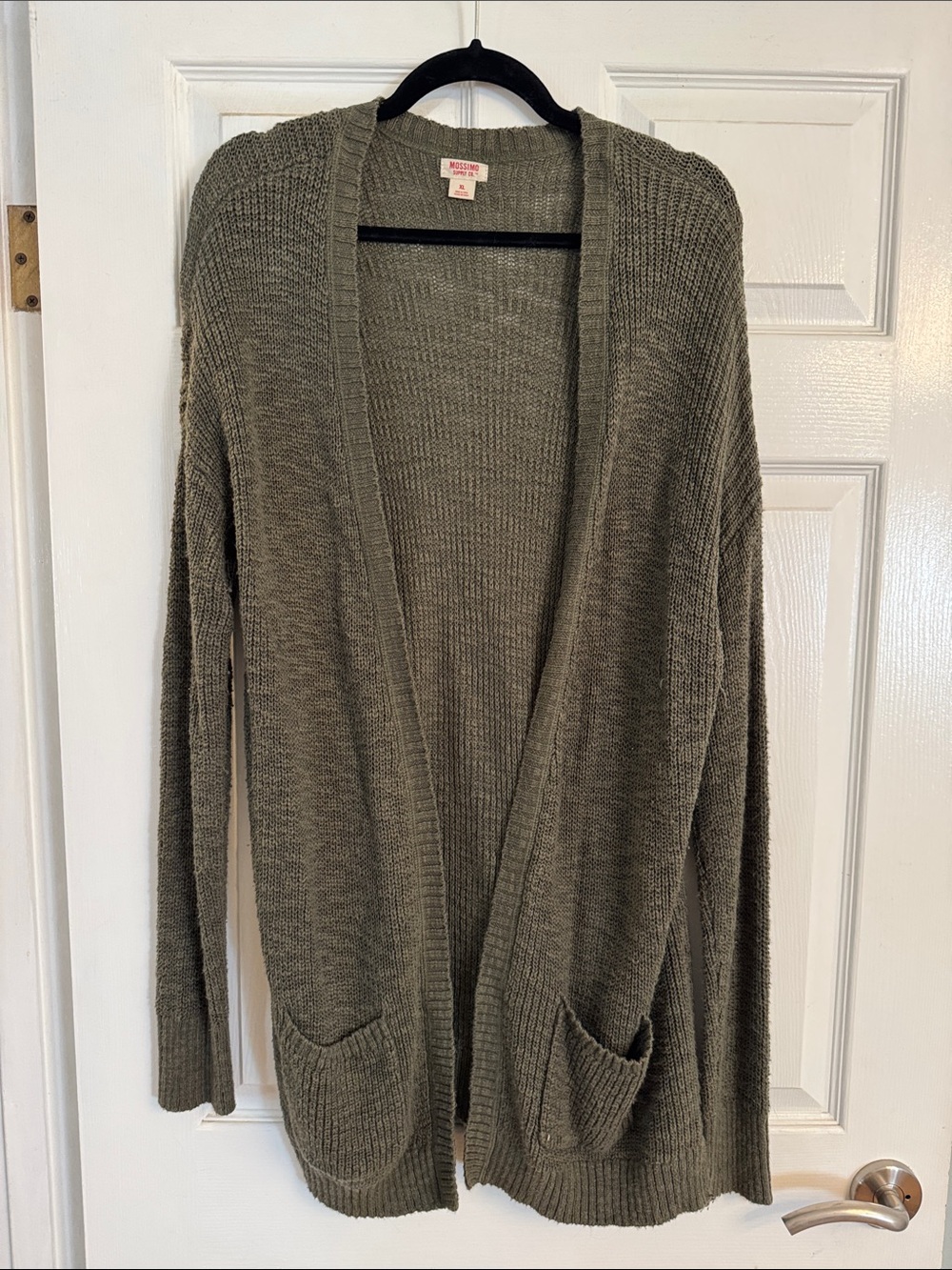 Mossimo Supply Co. Olive Green Open Cardigan with Pockets